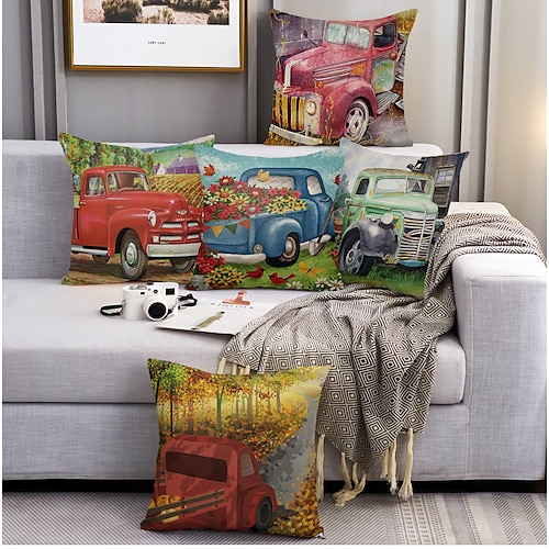 

Fall Harvest Double Side Cushion Cover 5PC Soft Decorative Throw Pillow Cover Pillowcase for Bedroom Livingroom Superior Quality Machine Washable for Sofa Couch Bed Chair Pumpkin Sunflower