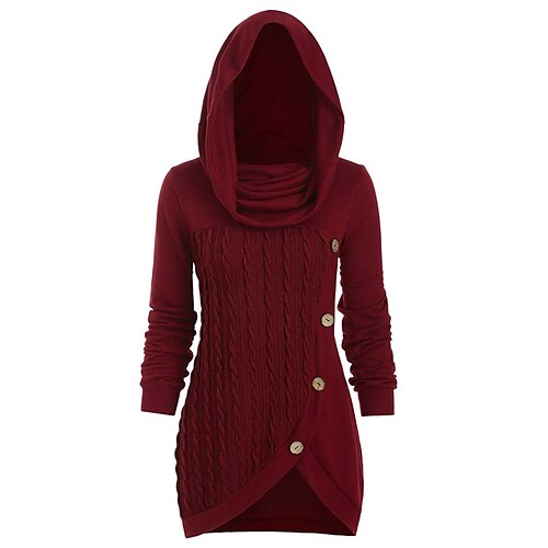 

vestido de suéter feminino vestido de inverno verde azul vinho cáqui vermelho cinza preto manga longa cor pura botão franzido inverno outono com capuz casual s m l xl xxl 3xl 4xl 5xl vestido de