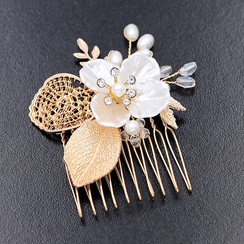 

Hair Combs Flowers Headdress Alloy Wedding Special Occasion Cute With Imitation Pearl Headpiece Headwear