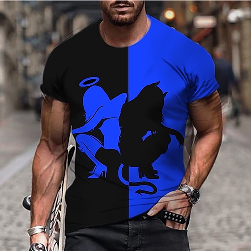 

Herre Unisex T-shirt Skjorte T-Shirts Tegneserie Farveblok Grafiske tryk Rund hals Blå Gul Rød Hvid 3D-udskrivning Daglig Ferie Kortærmet Trykt mønster Tøj Designer Afslappet Stor og høj / Sommer