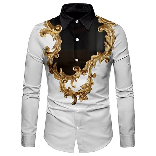 

Men's Shirt 3D Print Floral Collar Casual Daily 3D Print Button-Down Long Sleeve Regular Fit Tops Casual Fashion Comfortable White / Sports