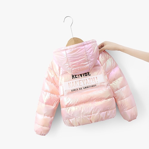 

Kids Girls' Coat Long Sleeve Taro purple Blue Purple Letter Fall Winter Active Daily 2-8 Years