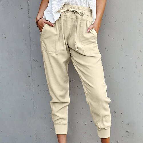 

Women's Joggers Trousers Casual / Sporty Office / Career Ankle-Length Comfort Beige XXL