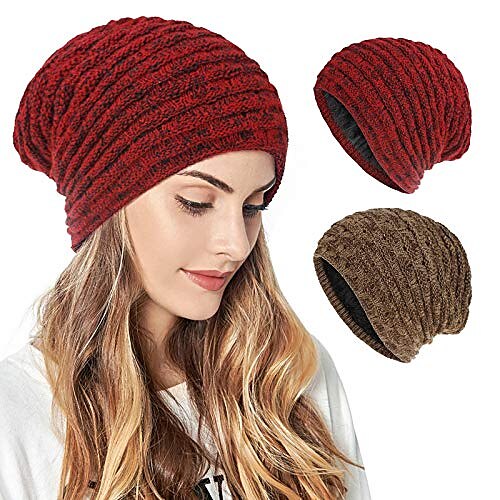 

unisex knit slouchy beanie winter baggy cap skull hats for women