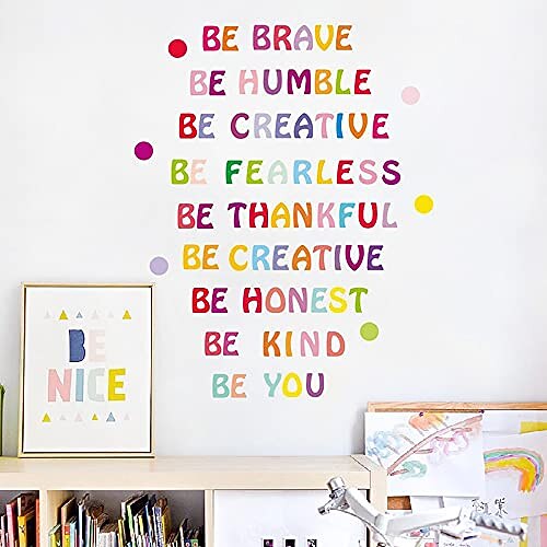 

wall decal colorful sticker encouragement saying be you / be creative / be kind / be brave / be honest / be humble / be thankful / be fearless sticker for bedroom living room art decoration