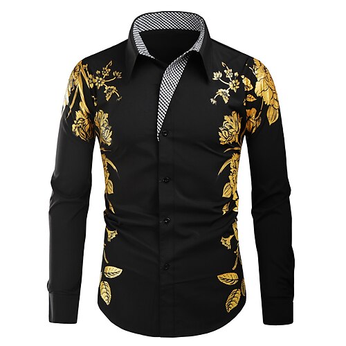 

Men's Shirt Graphic Button Down Collar Daily Long Sleeve Tops Fashion Vintage White Black Red Party Wedding