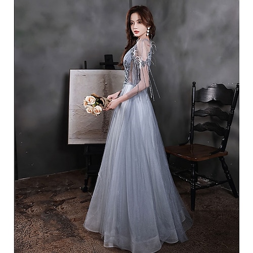 

blue evening dress celebrity fairy temperament atmosphere heavy industry banquet sexy elegant thin sling birthday dress dress