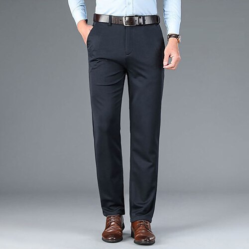 

Hombre pantalones de traje Pantalones Pantalones delanteros planos Plano Comodidad Elástico Longitud total Formal Boda Trabajo Negocios Elástico Negro Azul Real Alta cintura Elástico