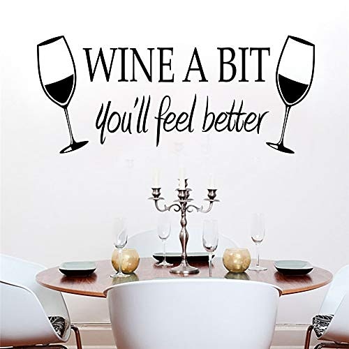 

wall stickers decor art decorations wine a bit letter cup removable self-adhesive wall sticker decal room decor for home living room bedroom decor - black