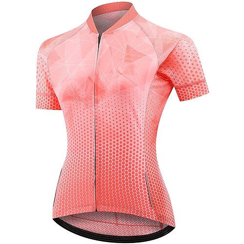 

21Grams Women's Cycling Jersey Short Sleeve Bike Top with 3 Rear Pockets Mountain Bike MTB Road Bike Cycling Breathable Quick Dry Moisture Wicking Reflective Strips Orange Polka Dot Polyester Spandex