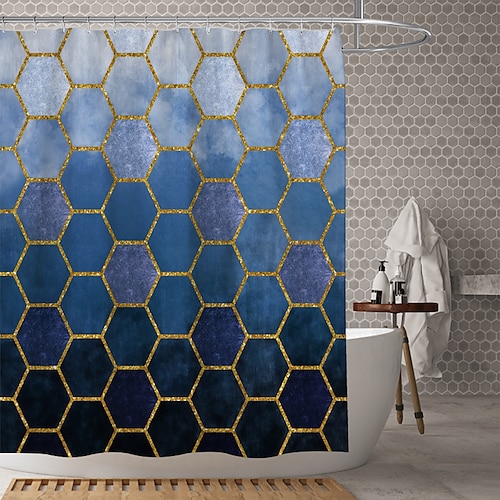 

Waterproof Fabric Shower Curtain Bathroom Decoration and Modern and Classic Theme and Geometric.The Design is Beautiful and DurableWhich makes Your Home More Beautiful.