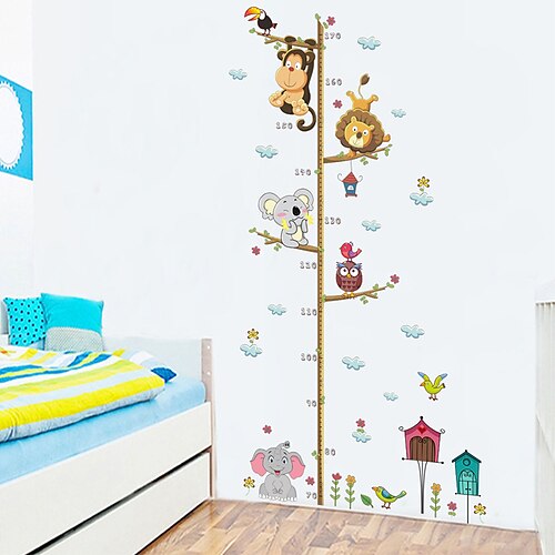 

New Cartoon Elephant Wall Stickers Lion Zoo Height Paste Children Room Wall Decoration Removable PVC Removable Stickers, Wall Stickers 30X90cm