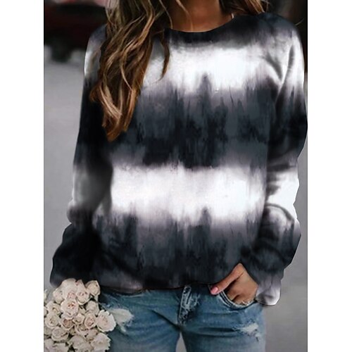 

Women's Pullover Sweatshirt Pullover Streetwear Casual Print Blue Gray Purple Color Block Tie Dye Daily Round Neck Long Sleeve S M L XL XXL / 3D Print