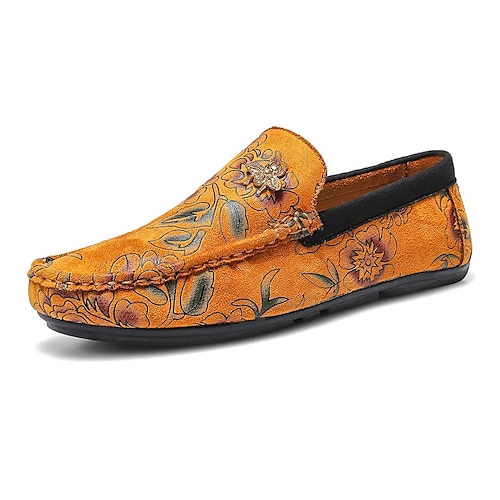

Men's Loafers & Slip-Ons Comfort Shoes Light Soles Penny Loafers Novelty Loafers Casual Daily PU Non-slipping Wear Proof Black Yellow Dark Blue Floral Fall Spring