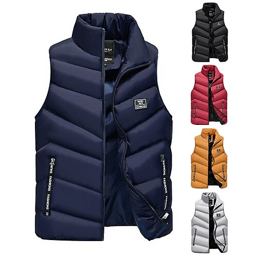 

Men's Quilted Puffer Vest Down Vest Down Winter Outdoor Thermal Warm Windproof Fleece Lining Breathable Outerwear Vest / Gilet Winter Jacket Skiing Ski / Snowboard Fishing Black Grey Dark Blue Red