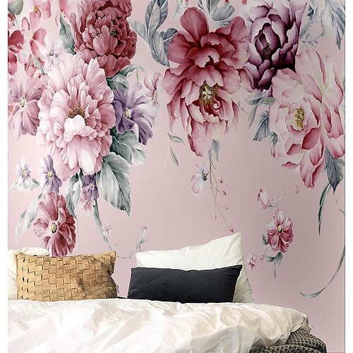 

Mural Wallpaper Wall Sticker Covering Print Peel and Stick Self Adhesive Pink Floral Botanical PVC / Vinyl Home Decor