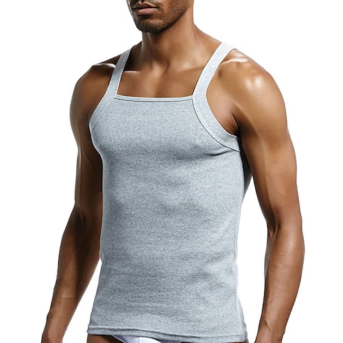 

Men's Gym Tank Top Singlet Sleeveless Base Layer Top Athletic Cotton Breathable Moisture Wicking Soft Gym Workout Running Active Training Sportswear Activewear Solid Colored Black Dark Blue Gray