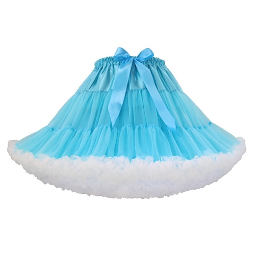 

Women's Skirt Petticoat Above Knee Organza Blue Purple Pink White Skirts Summer Pleated Layered Tulle Lined Active Princess Lolita Casual Tutus Performance Homecoming One-Size / Loose Fit