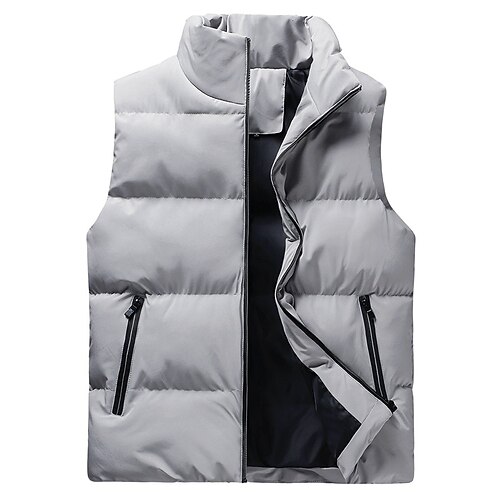 

Men's Fishing Vest Quilted Puffer Vest Hiking Fleece Vest Outerwear Winter Jacket Trench Coat Outdoor Thermal Warm Windproof Quick Dry Lightweight Autumn / Fall Winter Red Wine Grey Black Skiing Ski