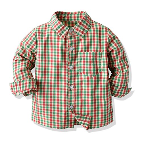 

Kids Boys Shirt Plaid Daily Long Sleeve Daily Cotton 3-6 Years Fall Multicolor