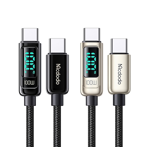 

Mcdodo PD 100W USB C Cable 5A Type C to C Fast Charging Cable 3.9Ft LED Display Cable Nylon Braided USB C 480Mbps Data Cable Compatible with MacBook Pro/iPad Pro/iPad Air/Switch/GalaxyS20,S20/Mate
