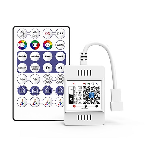 

Smart WiFi LED Light Controller Remote Pixel Controller Professional for LED Strip WS2811 WS2812 etc Support Driver IC App Voice Control Comoyda Upgraded DC 5-24V