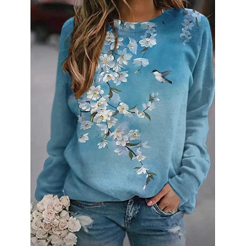 

Sweat shirt Sweat Femme Actif Vêtement de rue Imprimer Jaune Rose Claire Bleu Floral Imprimés Photos du quotidien Col Rond manche longue S M L XL XXL