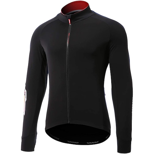 

21Grams Men's Cycling Jersey Long Sleeve Bike Top with 3 Rear Pockets Mountain Bike MTB Road Bike Cycling Breathable Quick Dry Moisture Wicking Reflective Strips Black Burgundy Blue Polyester Spandex