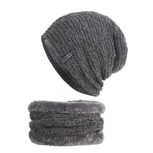 

Men's Women's Slouchy Beanie Hat Winter Warm Set Outdoor Home Daily Solid / Plain Color Synthetics Knitting Casual Warm Casual / Daily 2 PCS