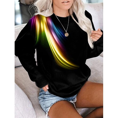 

Women's Sweatshirt Pullover Active Streetwear Print Black Graphic Prints Daily Round Neck Long Sleeve S M L XL XXL / 3D Print