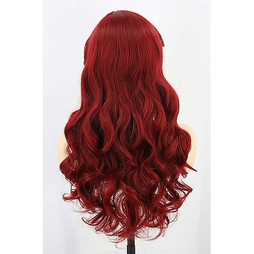  Mermaid Wig Topcosplay Ariel Wig Adult Women   Wigs Red Long Curly Cosplay Wig Carnival Wig