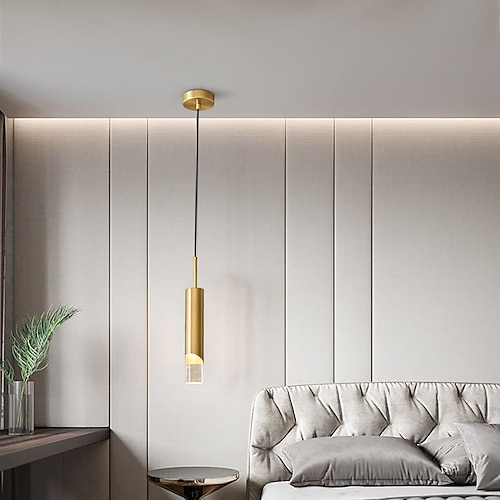 

LED Pendant Light Cylinder Light 60 cm Single Design Pendant Light Metal Electroplated LED Nordic Style 220-240V
