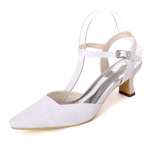 

Women's Wedding Shoes Wedding Wedding Heels Wedding Sandals Bridal Shoes Buckle Block Heel Square Toe Glitter Gleit Ankle Strap Solid Colored Light Purple Champagne White