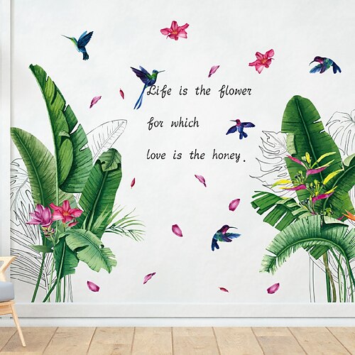 

Floral Plants Wall Stickers Bedroom Living Room Removable Pre-pasted PVC Home Decoration Wall Decal 2pcs