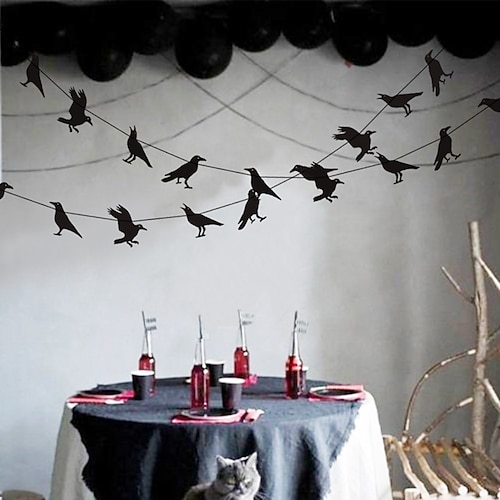 

Halloween Decorations Black Birds Crow Latte Flag Halloween Party Decorations