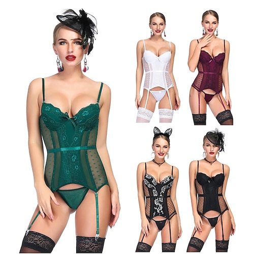 

Corset Women's Bustiers Corsets Sexy Breathable Corset Set Tummy Control Push Up Lace Flower Pure Color Hook & Eye Nylon Halloween Wedding Party Birthday Party Fall Winter Spring Summer