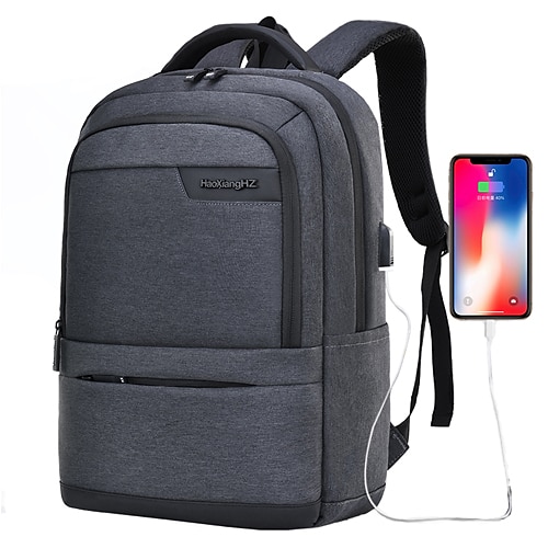 

Unisex Commuter Backpack Oxford Cloth Solid Color Adjustable Large Capacity Zipper Daily Office & Career Blue Black Gray Dark Gray