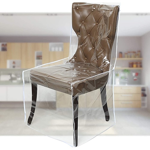 

Plastic Dining Chair Covers with Backrests, PVC Clear Chair Seat Cover, Waterproof Kitchen Protector Chair Slipcover for Party No Dust/Dirt/Spill