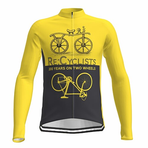 

21Grams Men's Cycling Jersey Long Sleeve Bike Jersey Top with 3 Rear Pockets Mountain Bike MTB Road Bike Cycling Breathable Quick Dry Moisture Wicking Soft Green Yellow Sky Blue Graphic Patchwork