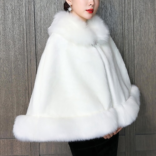 

Faux Fur Wraps Women's Wrap Elegant Cute Sleeveless Faux Fur Wedding Wraps With Rhinestone For Daily Fall