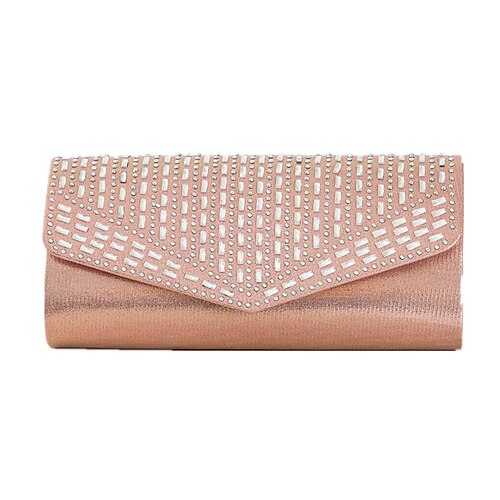 

Women's Evening Bag Chain Bag Bridal Purse Evening Bag Polyester Crystals Chain Solid Color Color Block Party Wedding Black Pink Silver Gold