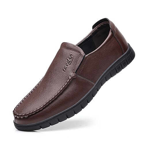 

Men's Loafers & Slip-Ons Drive Shoes Hand Stitching Leather Loafers Casual Daily Office & Career PU Synthetics Breathable Non-slipping Black Brown Fall Spring