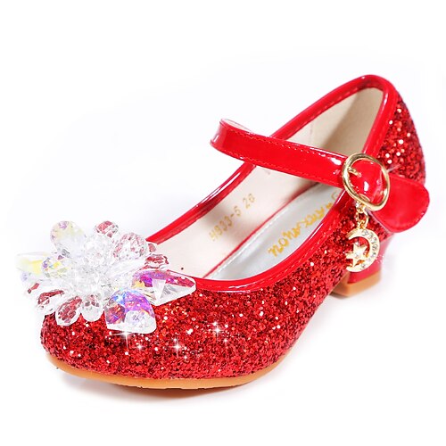 

Girls' Heels Glitters Christmas Shoes Princess Shoes Rubber PU Glitter Crystal Sequined Jeweled Little Kids(4-7ys) Big Kids(7years ) Daily