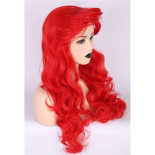  Mermaid Wig Topcosplay Ariel Wig Adult Women   Wigs Red Long Curly Cosplay Wig Carnival Wig