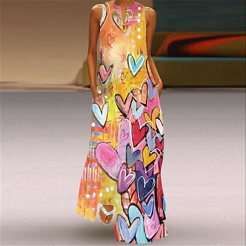 lang kjole til kvinder maxikjole ærmeløs sommerfugleprint forår sommer v-hals 2023 s m l xl xxl xxxl 4xl 5xl