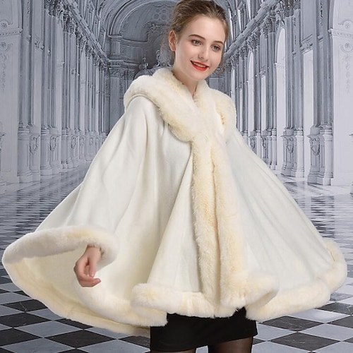 

Long Sleeve Luxury / Elegant Faux Fur Wedding / Party / Evening Shawl Wrap / Women's Wrap With Split Joint / Solid