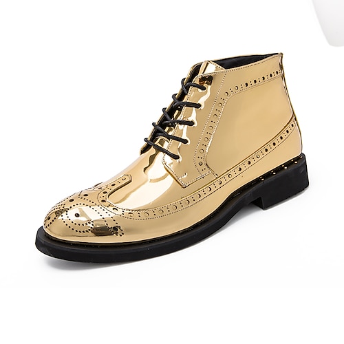 

Men's Boots Martin Boots Business Casual Classic Daily Party Evening Patent Leather Synthetics Non-slipping Height-increasing Shock Absorbing Booties / Ankle Boots Black Gold Silver Fall Winter