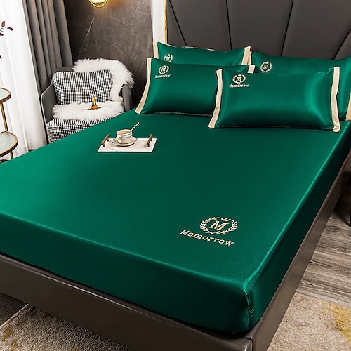 

Ropa de cama de satén de seda sábana ajustable funda de cama king/queen/doble/gemelo protector de colchón funda de bolsillo profundo hotel hogar dormitorio sin fundas de almohada/fundas de almohada