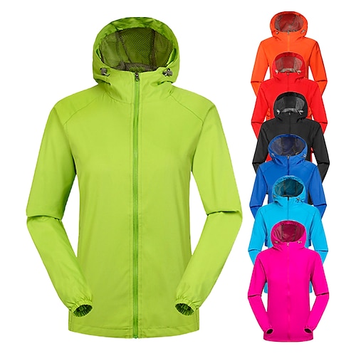 

Men's Women's Hoodie Jacket Waterproof Hiking Jacket Hiking Windbreaker Summer Outdoor Waterproof UV Sun Protection Quick Dry Lightweight Coat Top Hunting Fishing Climbing Lake blue Sapphire Fruit
