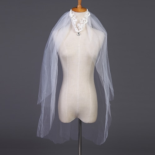 

Two-tier Classic & Timeless Wedding Veil Elbow Veils with Pattern / Crystals / Rhinestones Tulle